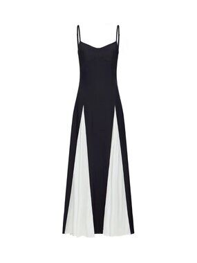 Miss Rosier Sofie Two Tone Pleated Maxi Dress
